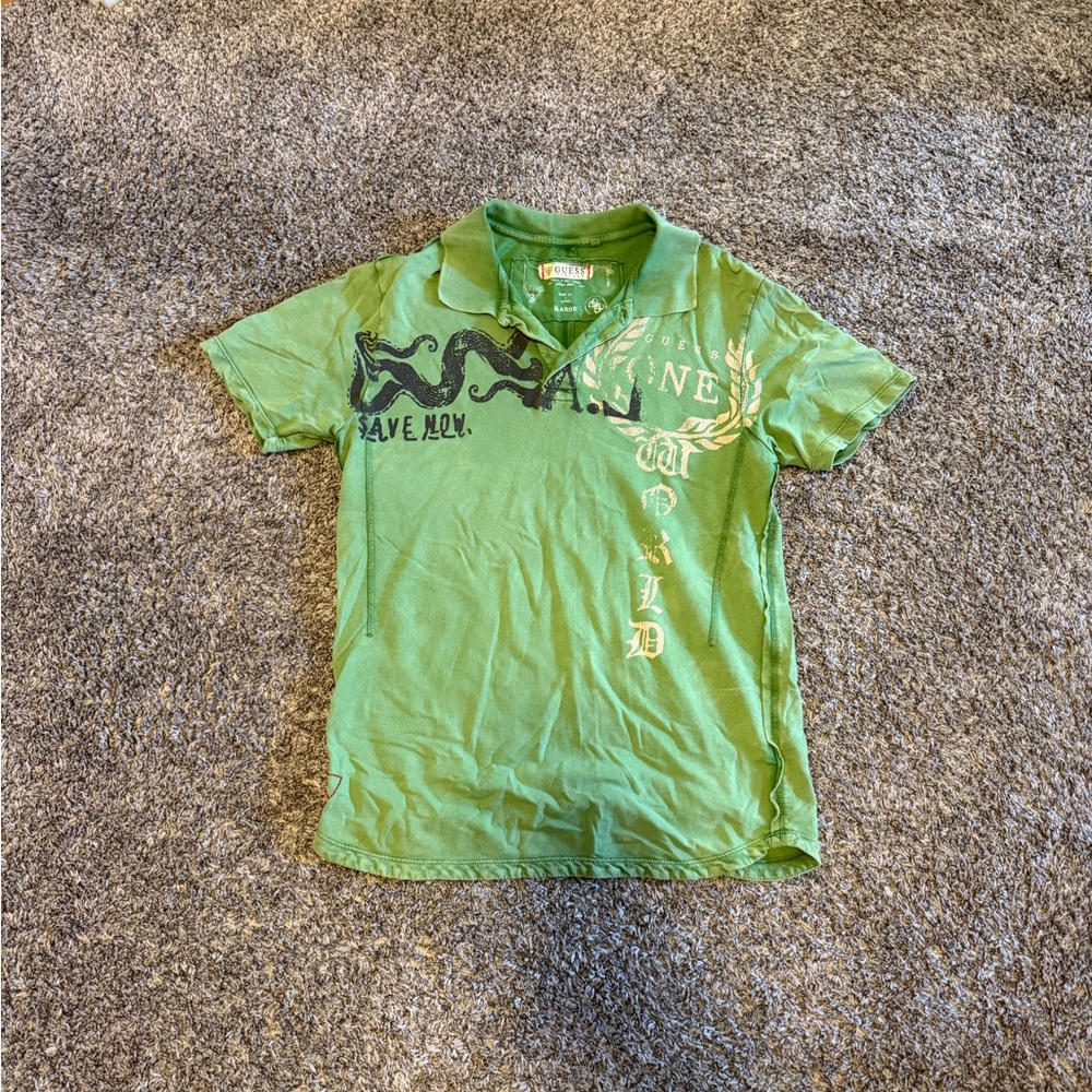 Guess Green Casual Button Down Shirt